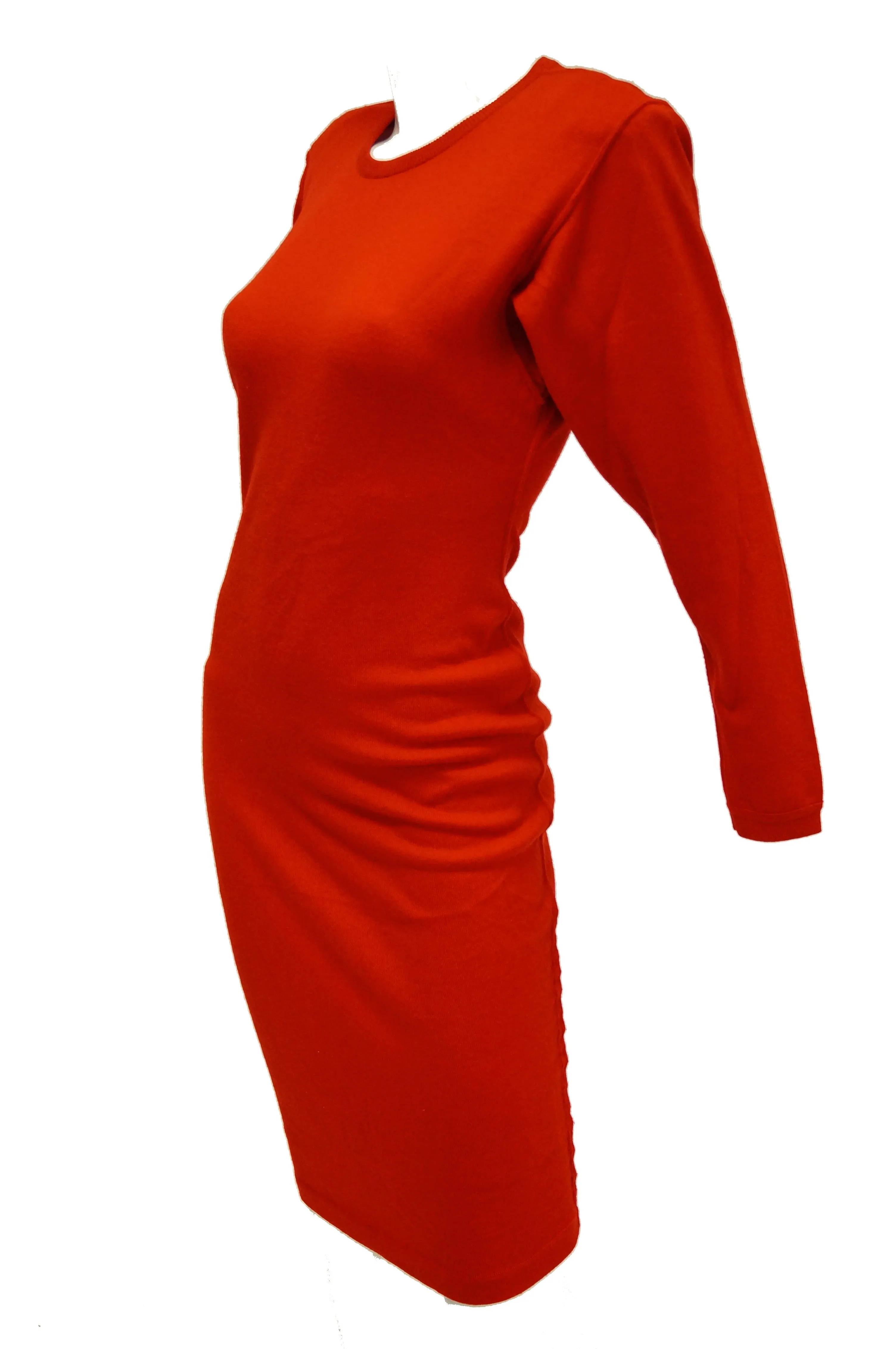 1990s Azzedine Alaia Valentine Red Virgin Wool Knit Dress