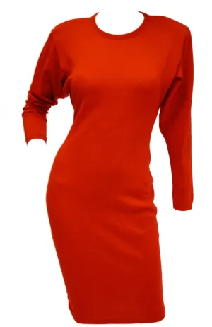 1990s Azzedine Alaia Valentine Red Virgin Wool Knit Dress