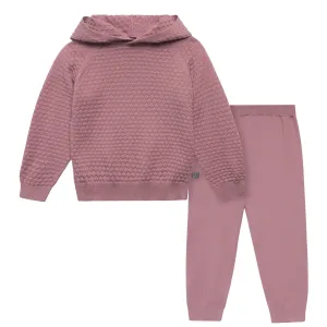 2-Piece Infant & Toddler Girls Rose Sweater Knit Hoodie Set