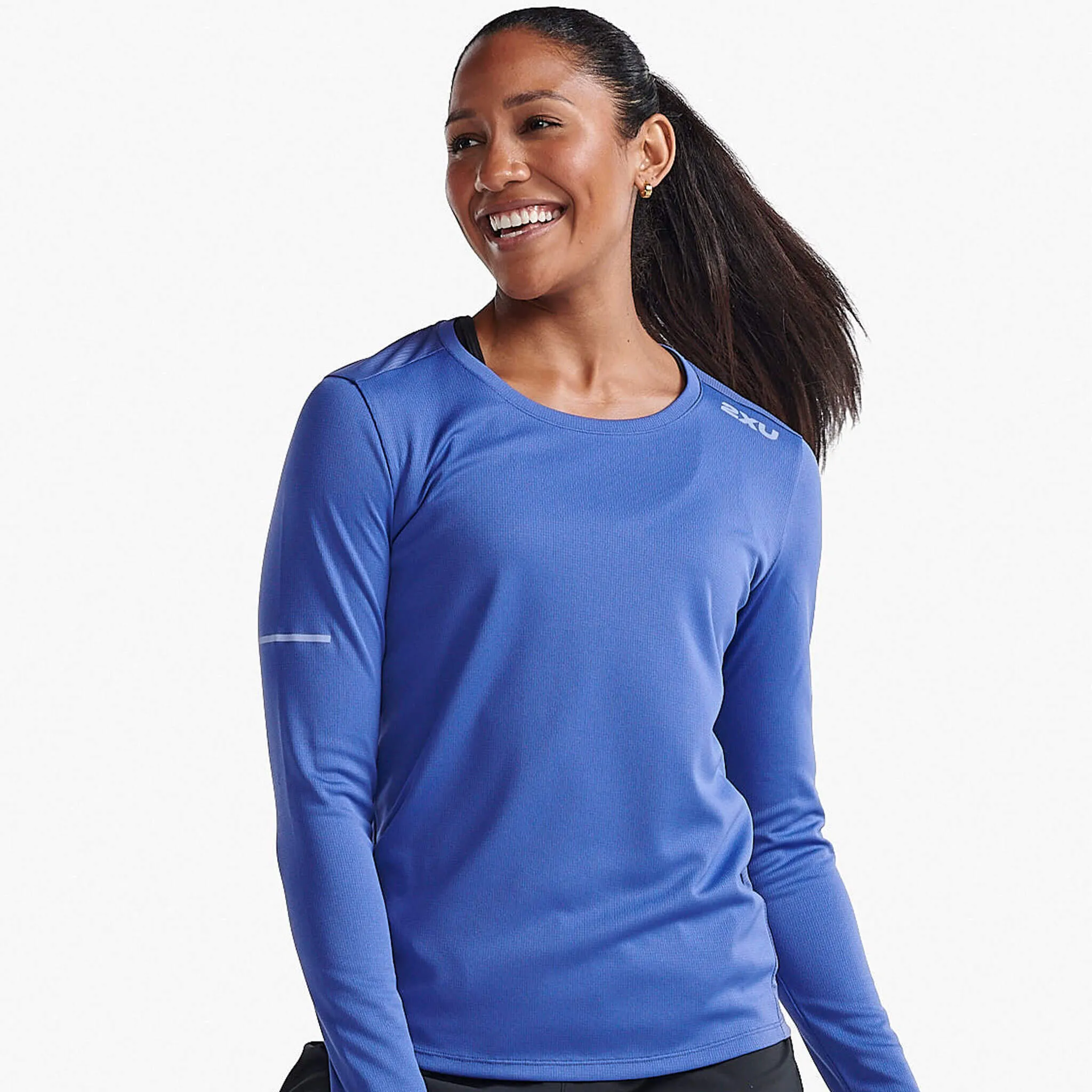 2XU | Women's Aero Long Sleeve - Marlin/Hydrangea Reflective