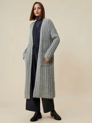 Amoretu Alpaca Long Sleeve Sequin Knit Cardigan