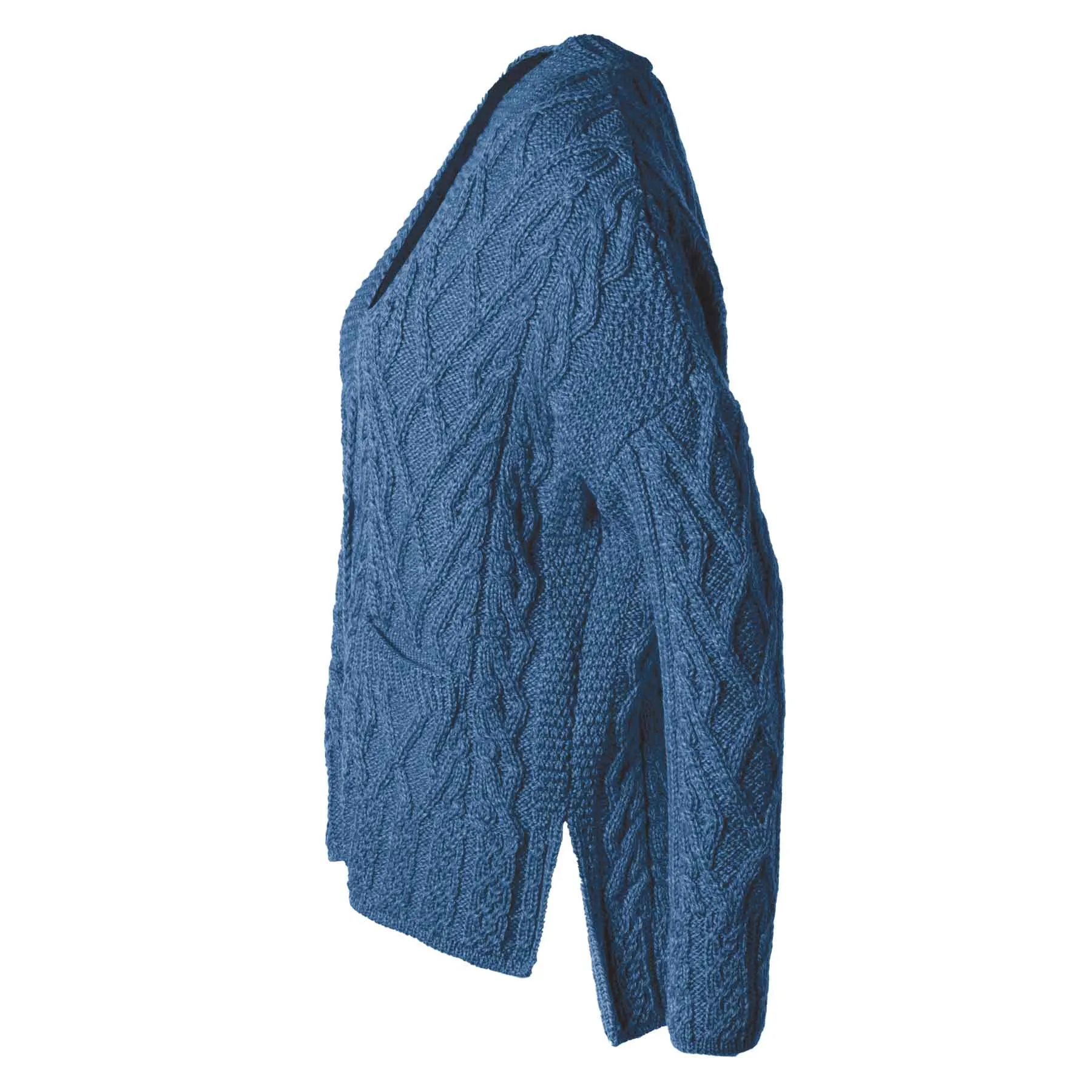 Aran Knit Trellis Button Cardigan- Blue