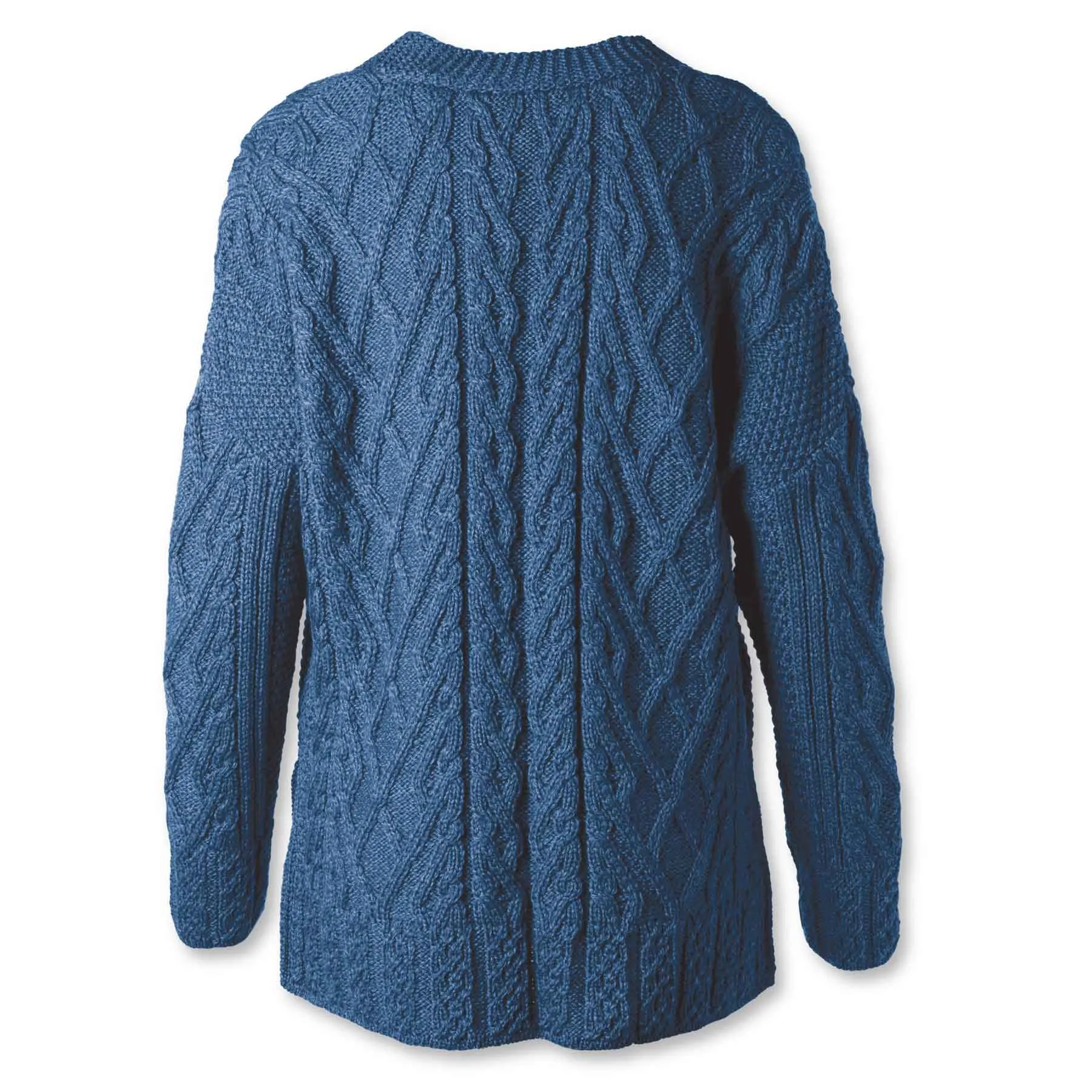 Aran Knit Trellis Button Cardigan- Blue