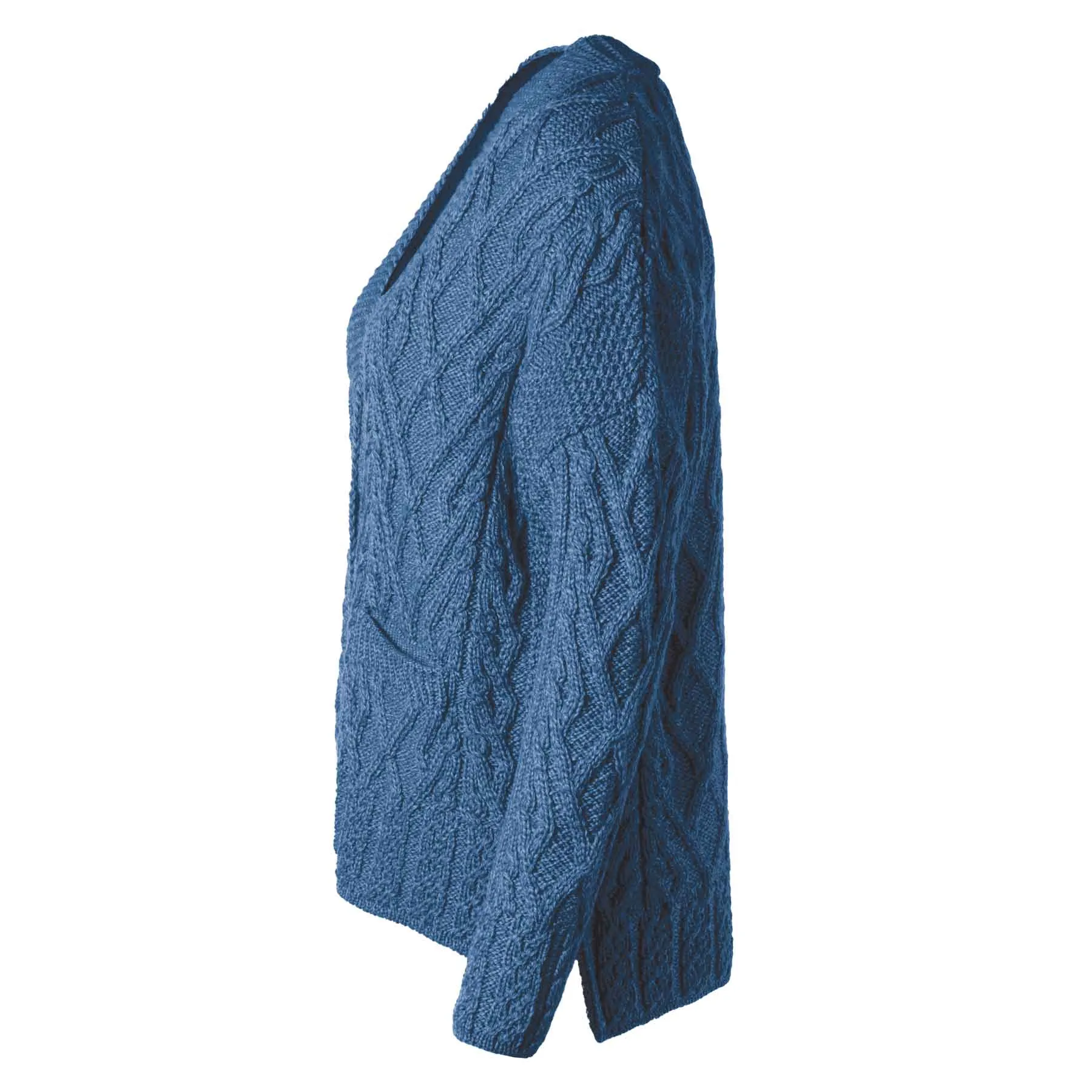 Aran Knit Trellis Button Cardigan- Blue