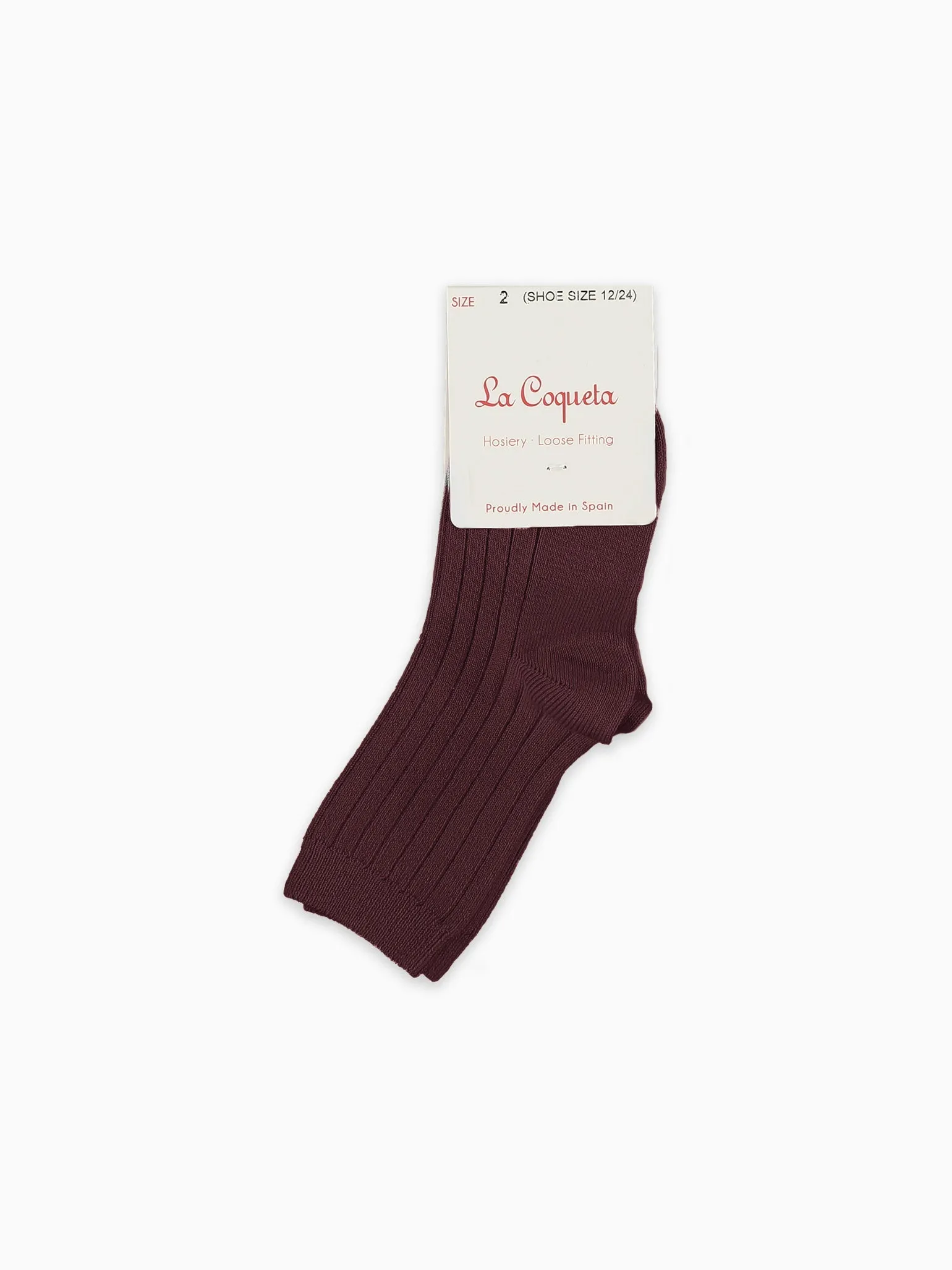 Aubergine Ribbed Short Kids Socks