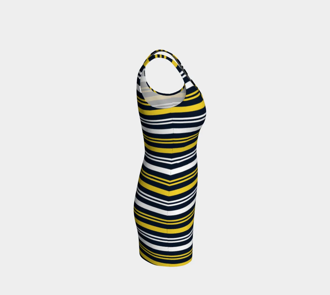 Blue & Gold Striped Bodycon Dress