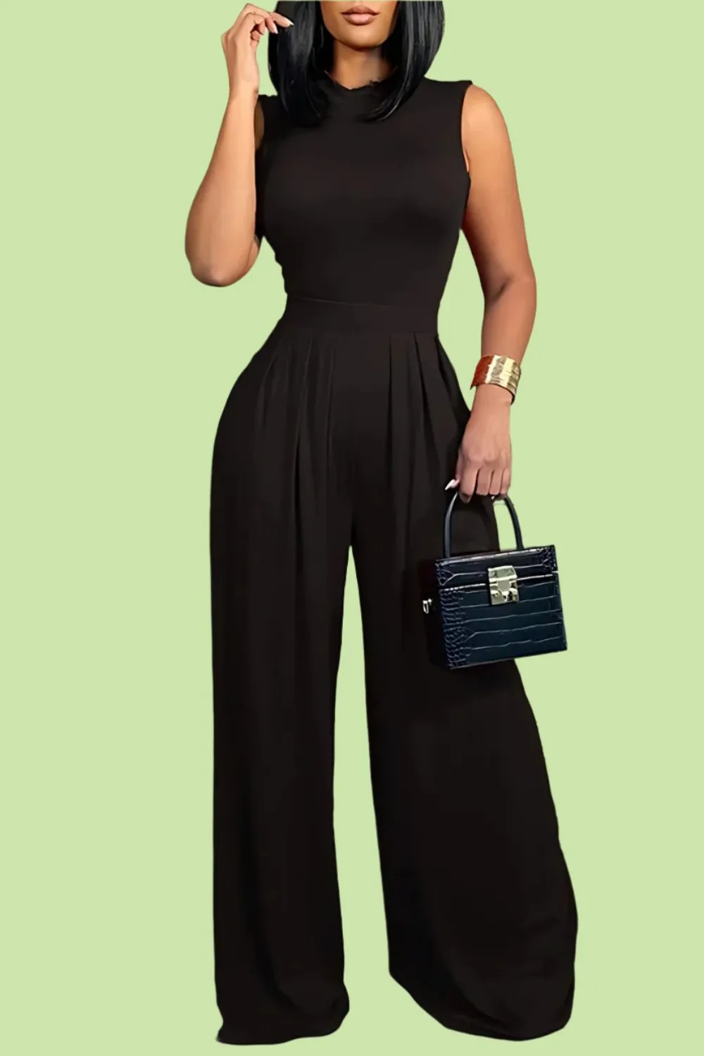 Elegant Wide Leg Sleeveless Jumpsuit