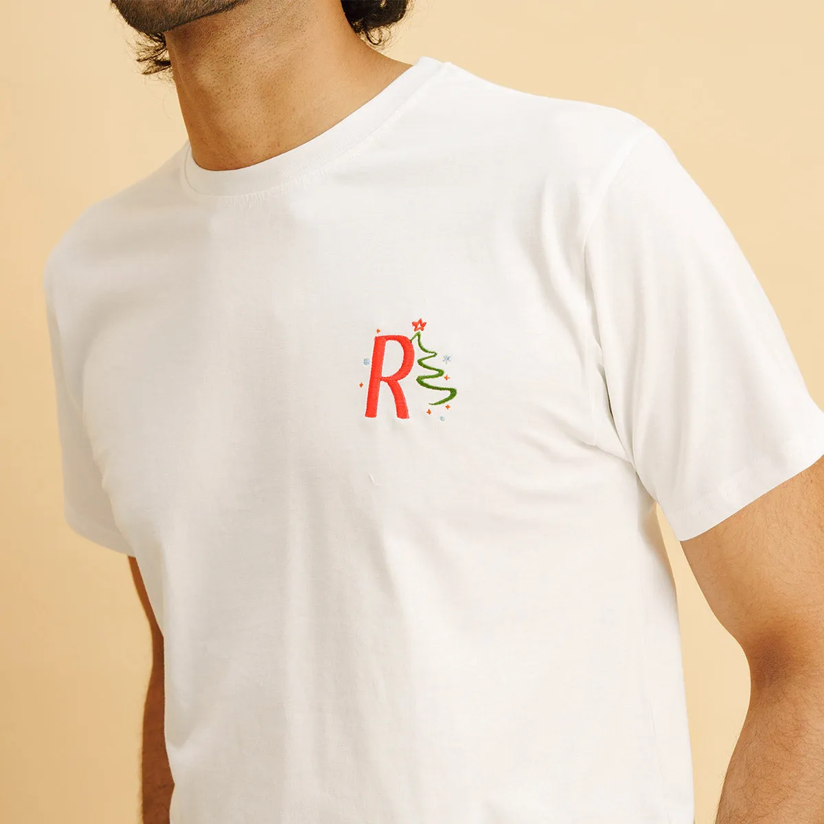 Frosty Ride Embroidered T-shirt & Cotton Pyjama - Men