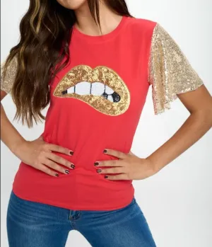 Gold Sequins Sleeve Top