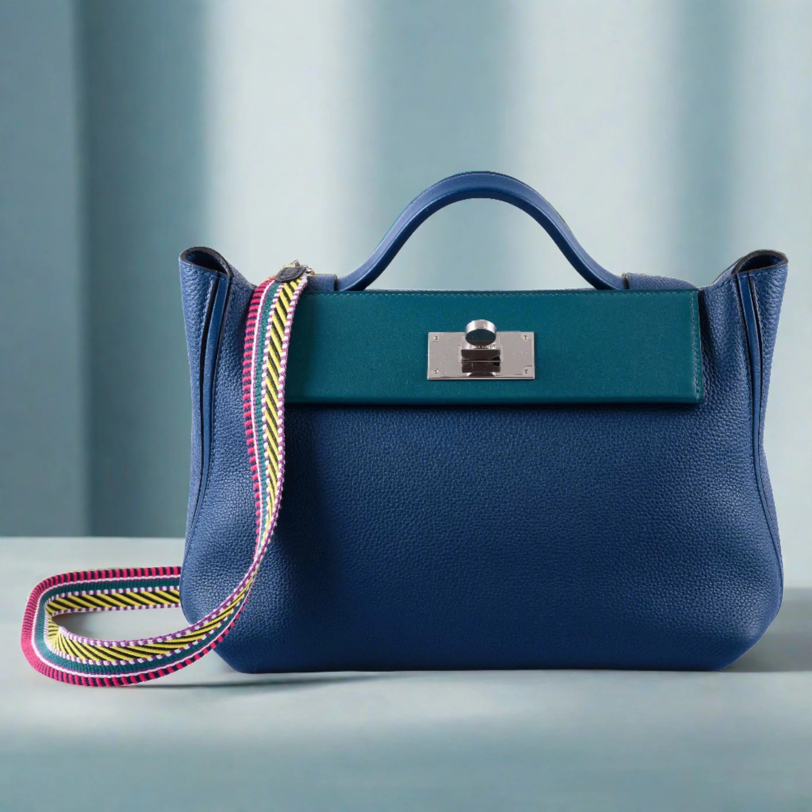 Hermès 24/24 29 Deep Blue Togo and Vert Bosphore Swift Palladium Hardware