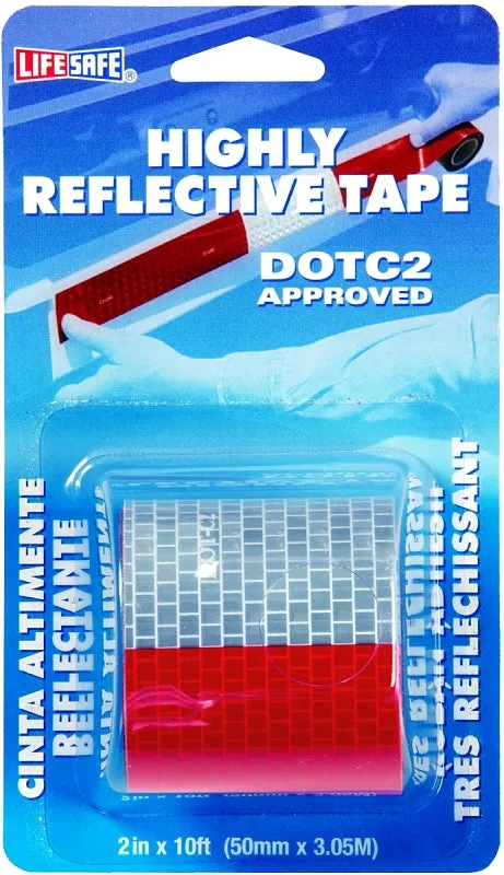 Incom RE2110 Reflective Tape, 10 ft L, 2 in W, Red/Silver :CD: QUANTITY: 1