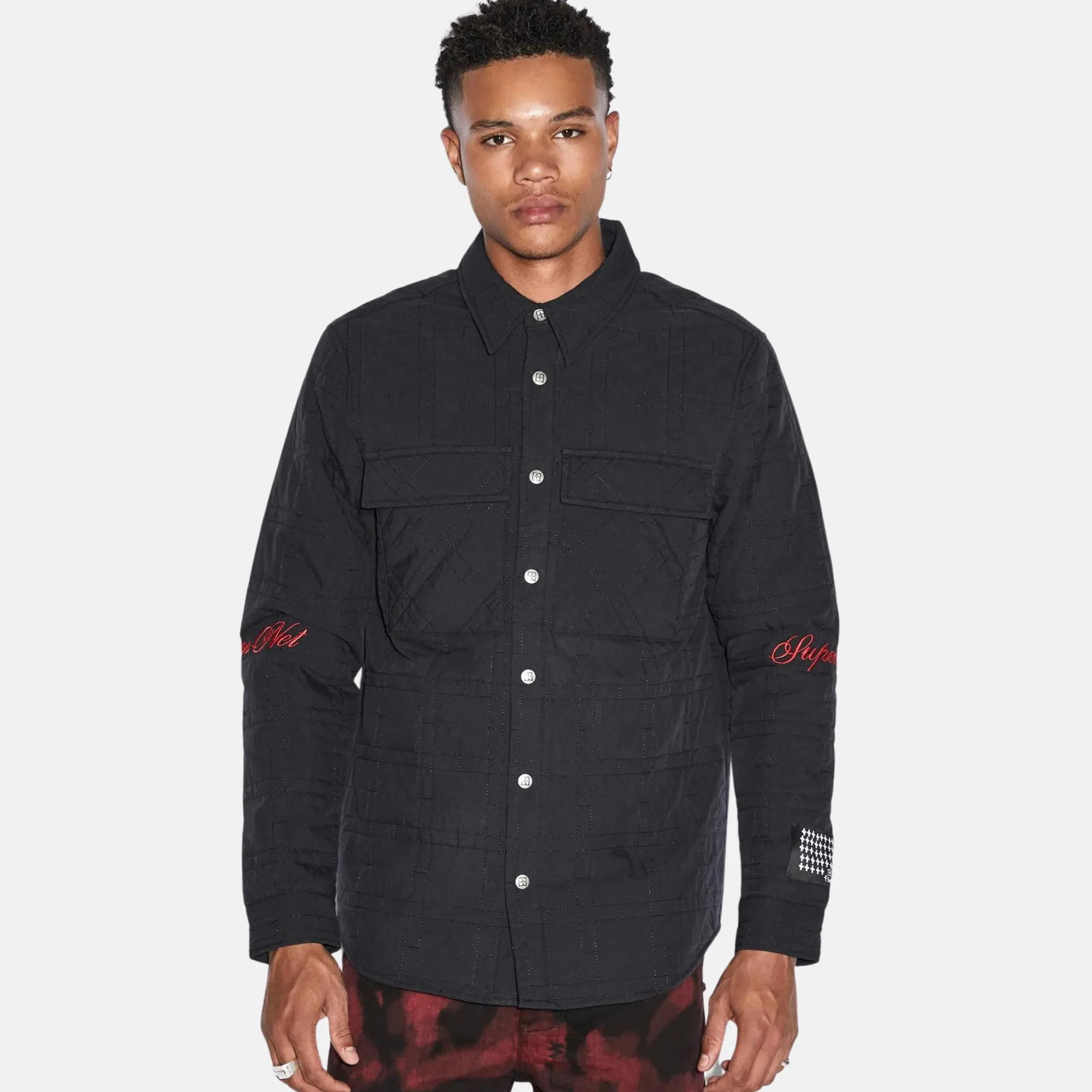 Ksubi Pixel Quilted Long Sleeve Shirt Black