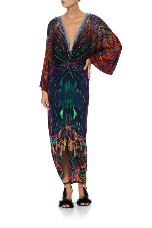 LONG SPLIT FRONT TWIST DRESS ROCKET WOMAN