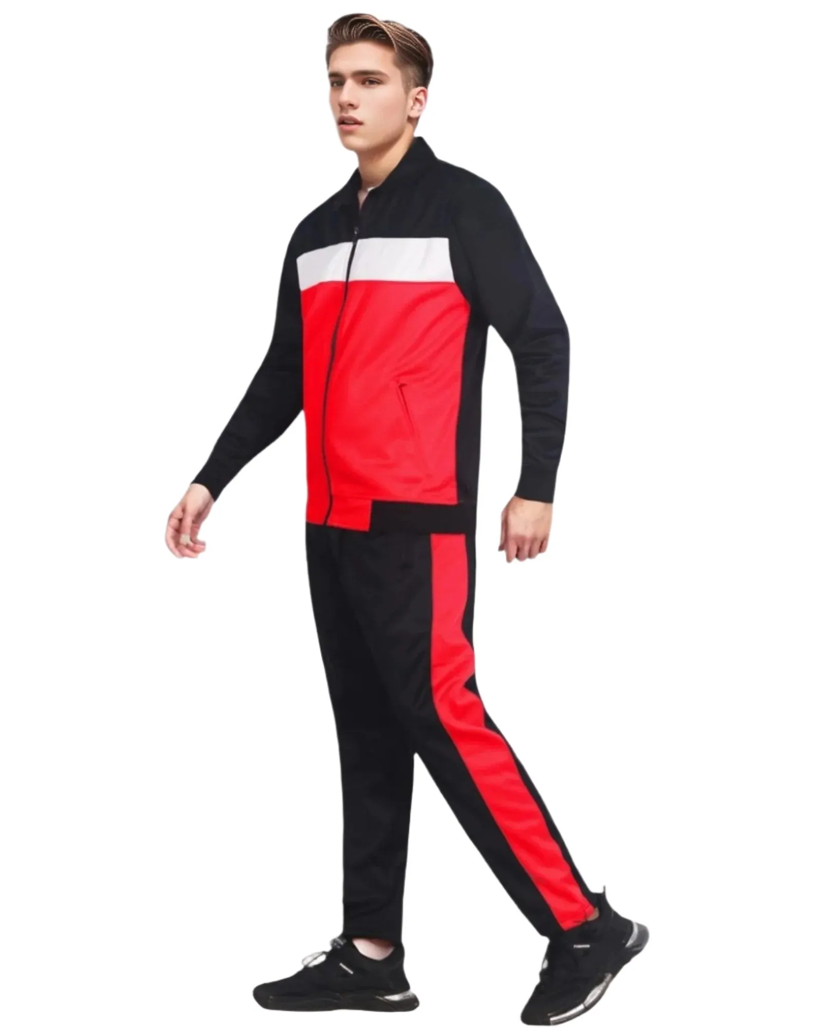 Men’s 2-Piece Tracksuit Traditional Coral Blocks Active Track Jacket and Track pants Outfit