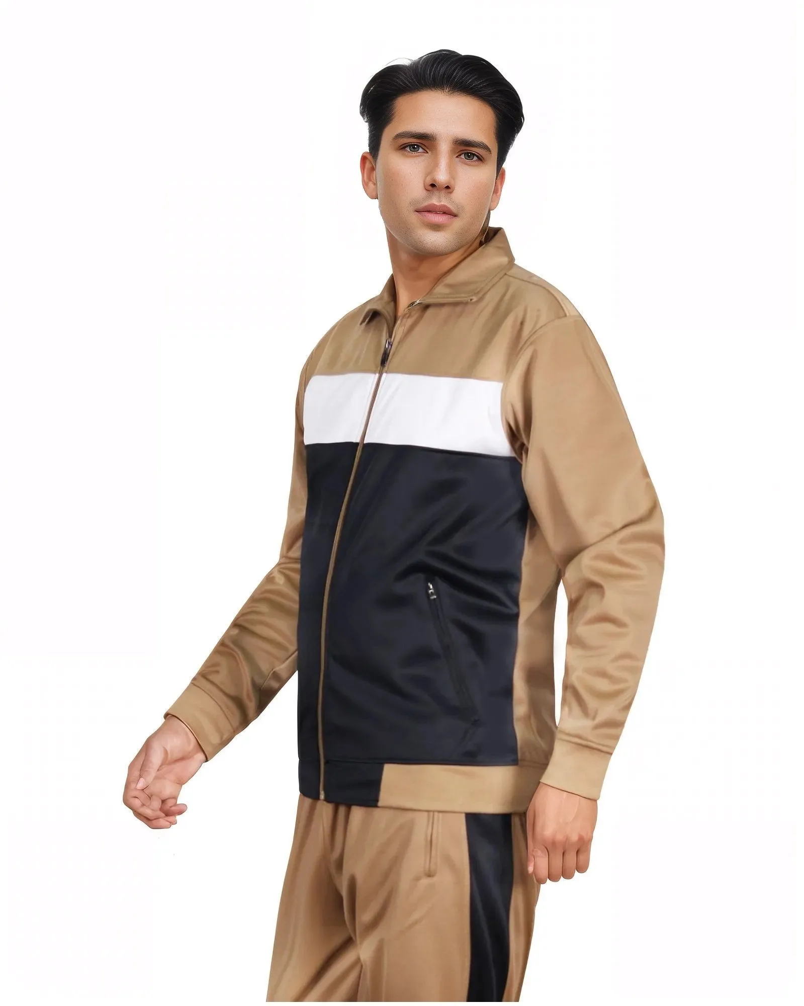 Men’s 2-Piece Tracksuit Traditional Coral Blocks Active Track Jacket and Track pants Outfits