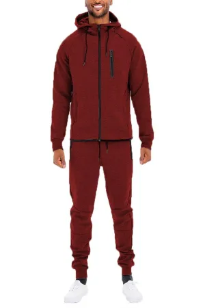 Mens Dynamic Solid Burgundy Sweat Suit Track Set