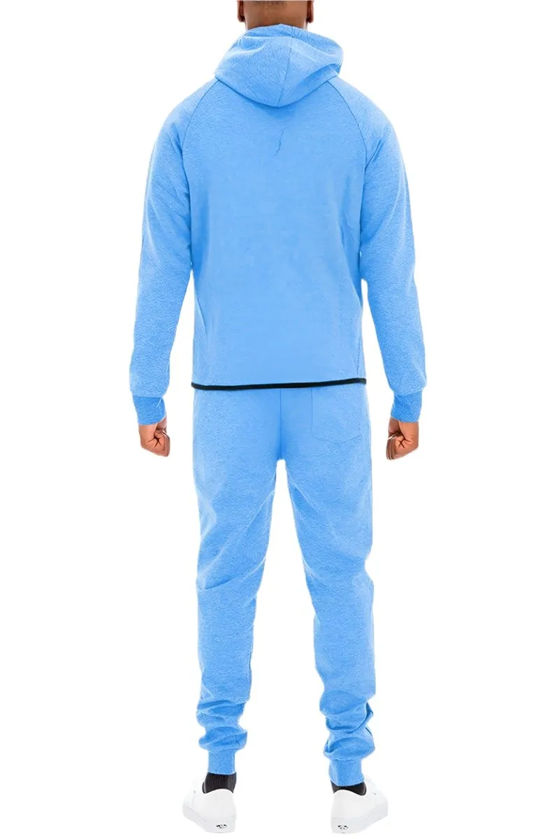 Mens Dynamic Solid Sky Blue Sweat Suit Track Set