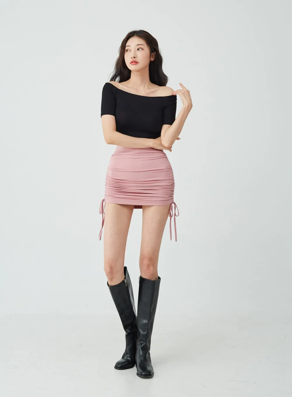 Open Shoulder Crop T-Shirt IU26