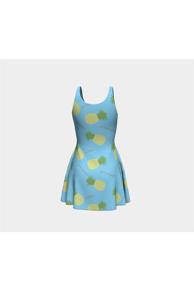 Pastel Blue & Pineapple Passion Flare Dress