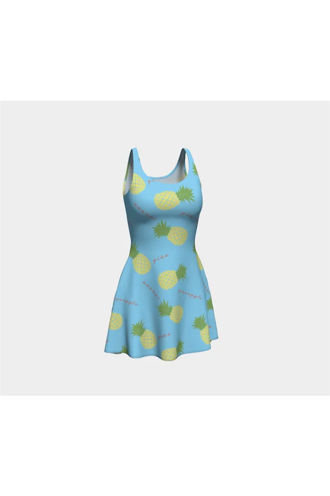 Pastel Blue & Pineapple Passion Flare Dress