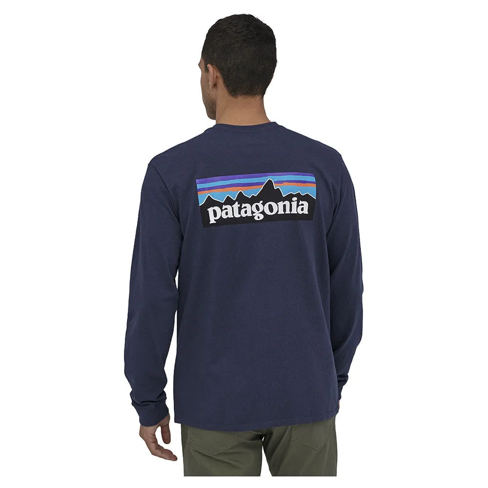 Patagonia Men's Long Sleeve P-6 Logo Responsibili-Tee - Classic Navy