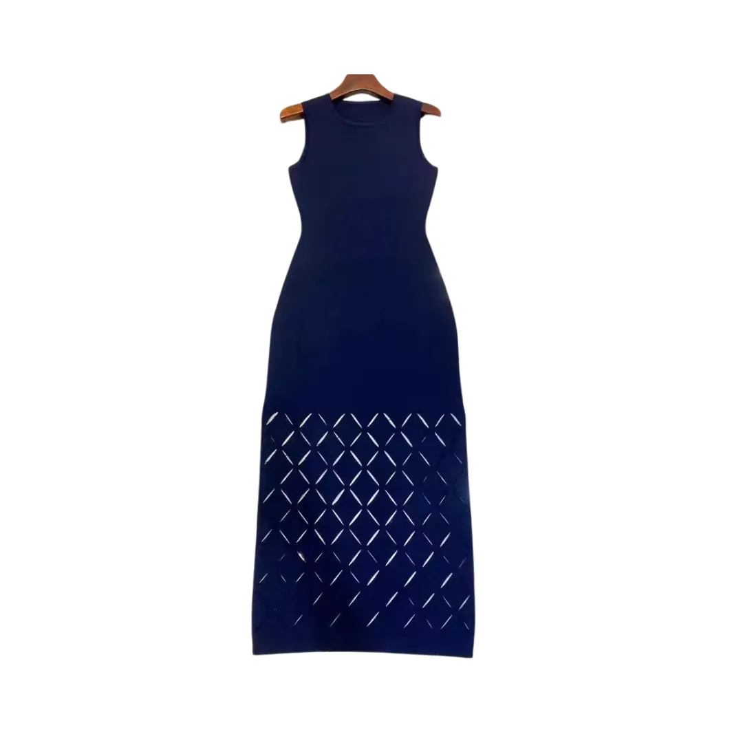 Pre Order:  Solid Sleeveless Hollow Knit Dress