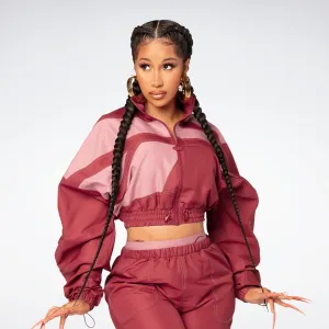 Reebok Apparel Women Cardi B Woven Satin Track Top Trired