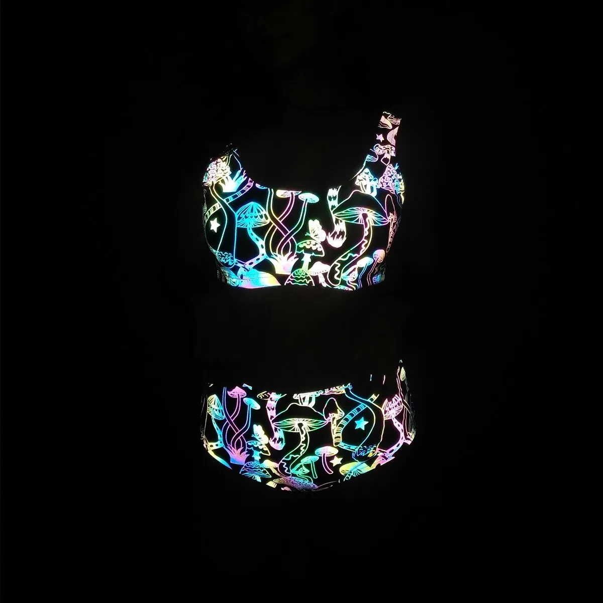 Reflective Hot Pants & Cropped Vest Set