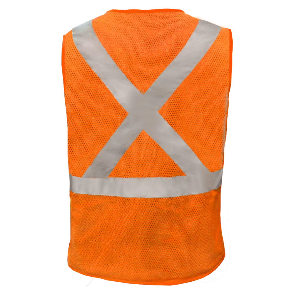 Safety Vest Hi Vis Vest X-Back Orange 5pt Breakaway Mesh ANSI 2