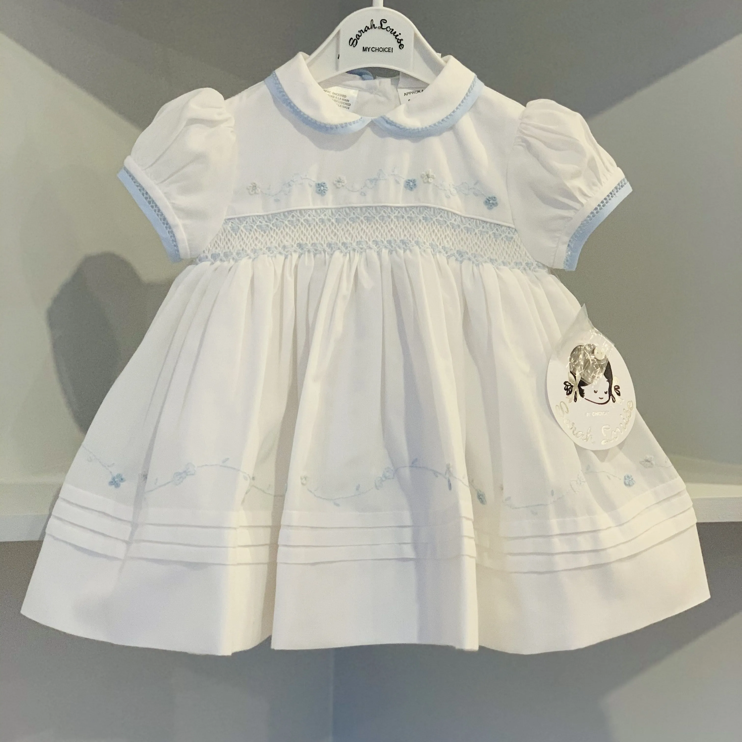 SARAH LOUISE  - Delicate Detail Smock Dress - Blue