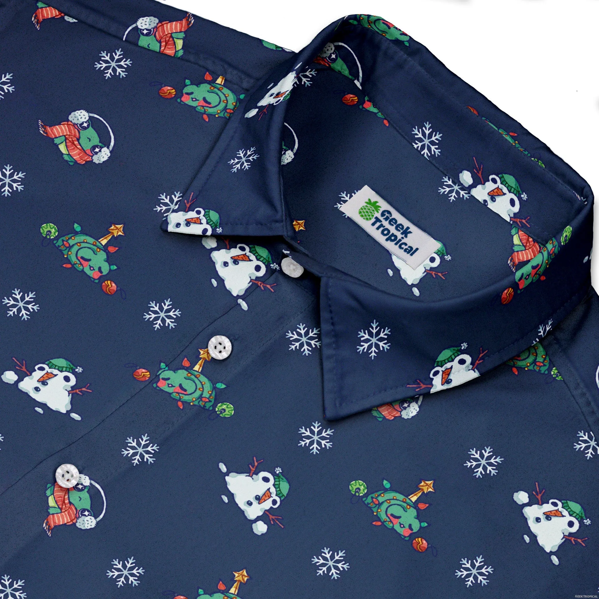 Snowing Frogs Chilly Night Button Up Shirt