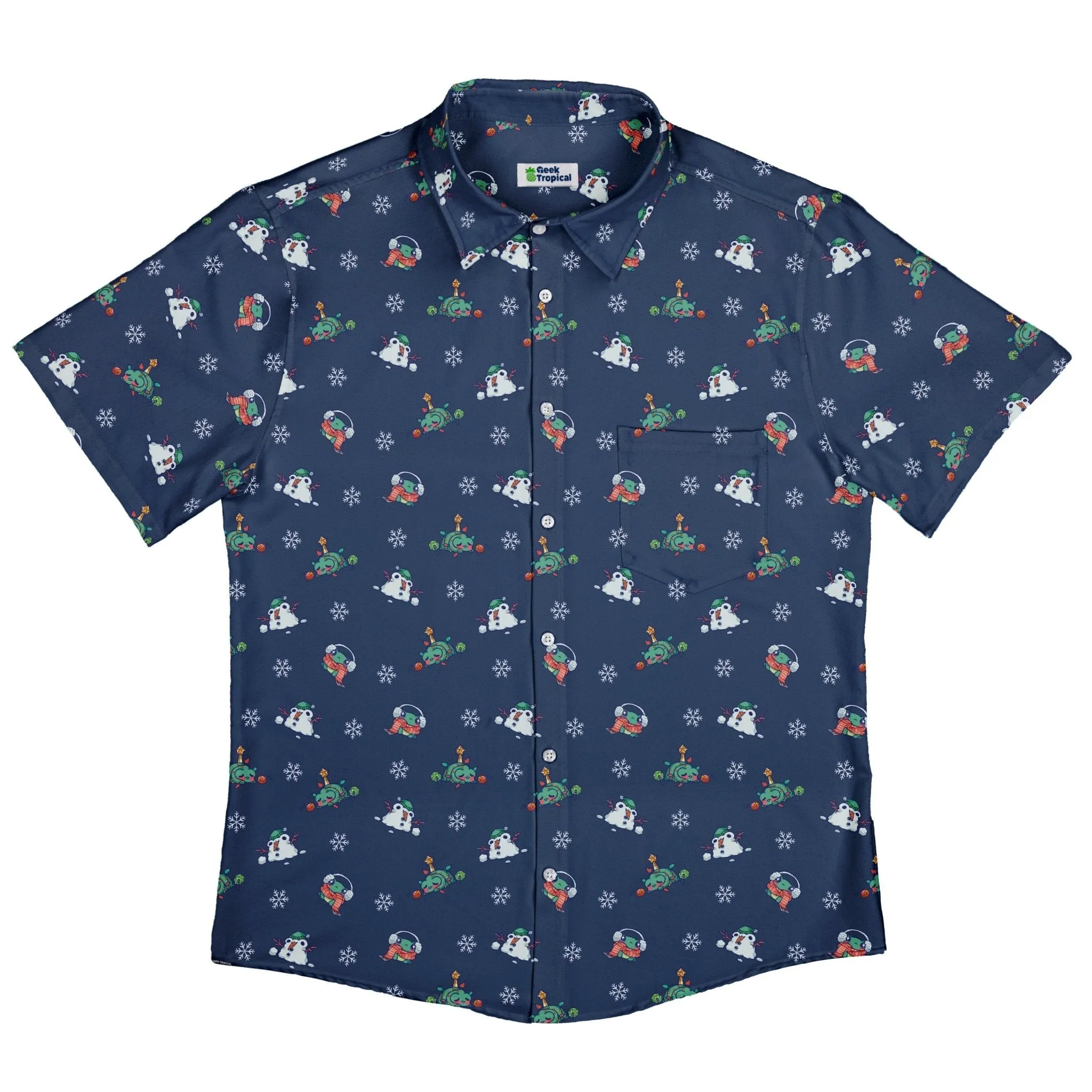 Snowing Frogs Chilly Night Button Up Shirt