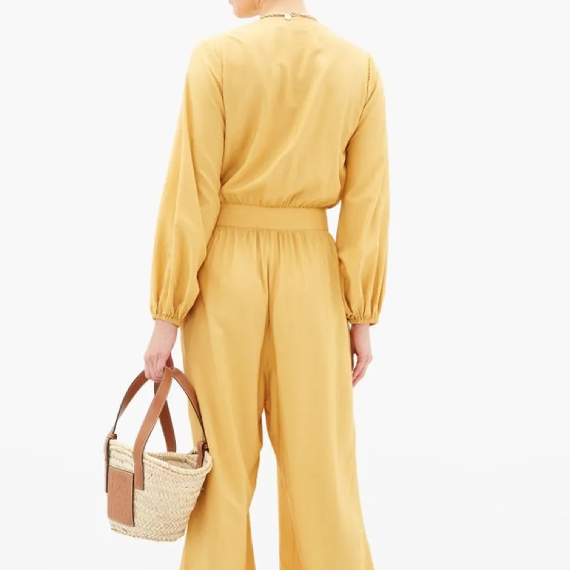 Solid Jumpsuit With Knot in Yellow