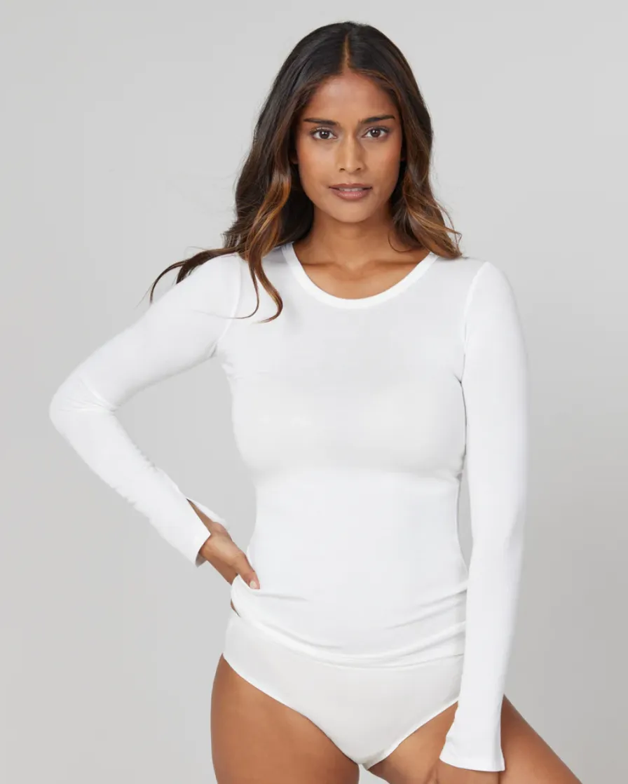 Spanx Long Sleeve Tee Powder