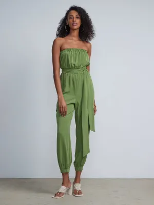 Strapless Waist Tie Utility Jumpsuit