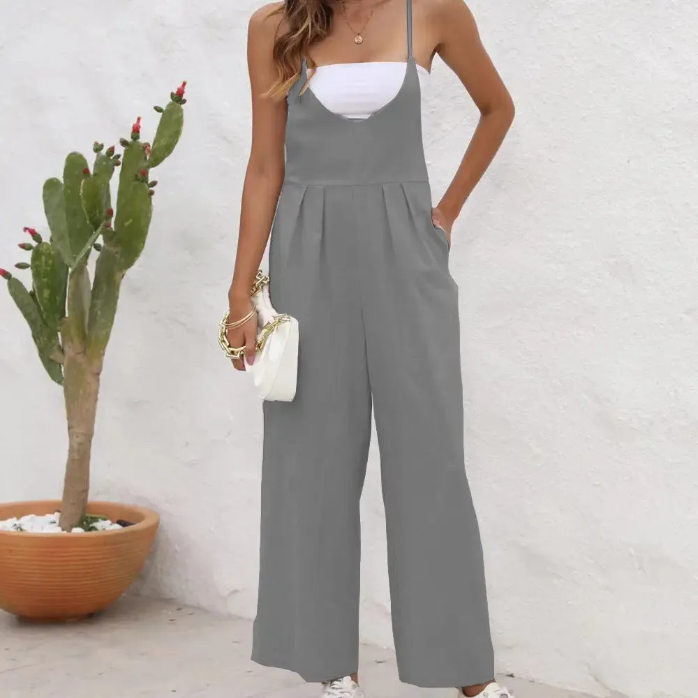 Women's Solid Color Casual Jumpsuit