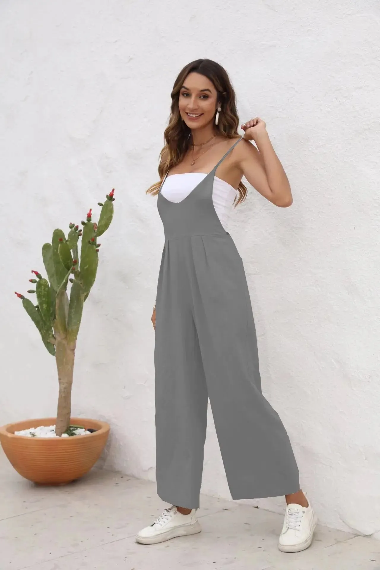 Women's Solid Color Casual Jumpsuit