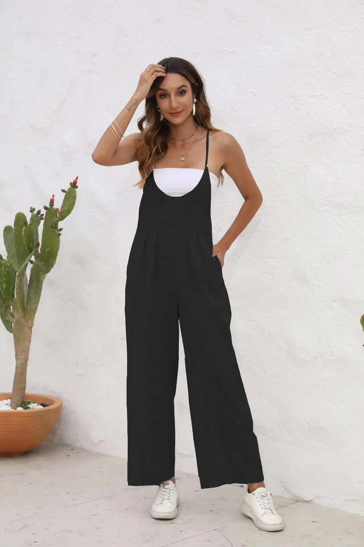 Women's Solid Color Casual Jumpsuit