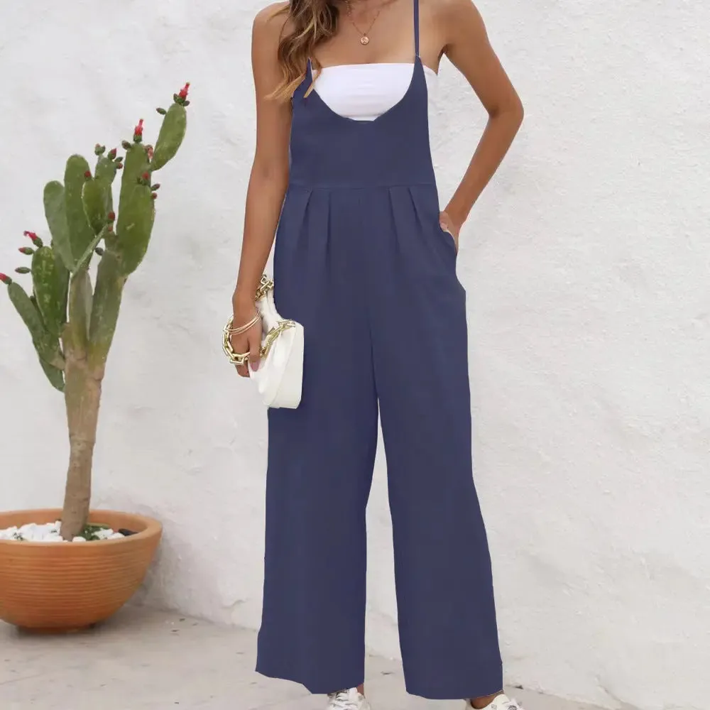 Women's Solid Color Casual Jumpsuit